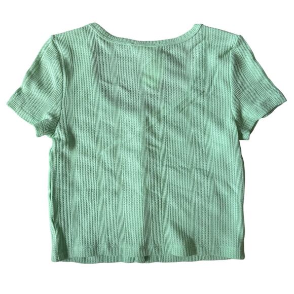 Elodie Women’s Large Green Waffle Knit Button Crop Top NWT - Picture 4 of 10
